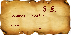 Bonyhai Elemér névjegykártya